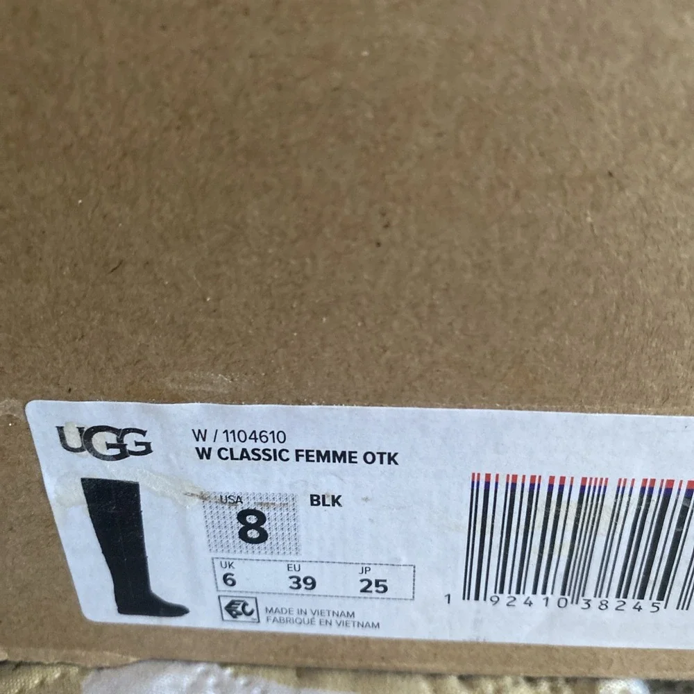 UGG Classic Femme Over-the-Knee Size 8 Women's Boot - Black New In Original Box